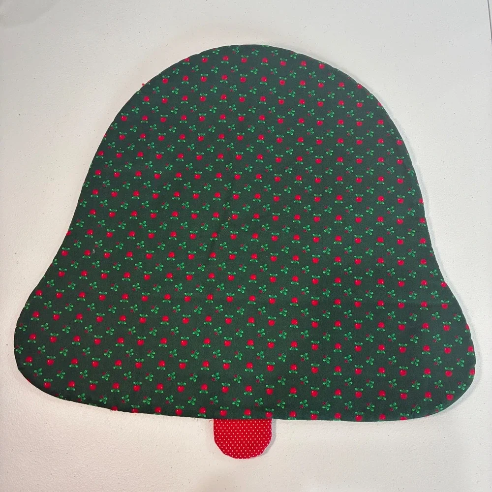 Handmade Quilted Christmas Bell Placemats Set of 4 Red Green Holly Holiday